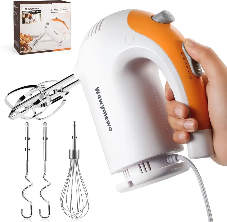 5-Speed 300W Hand Mixer Electric – Powerful Compact for Baking