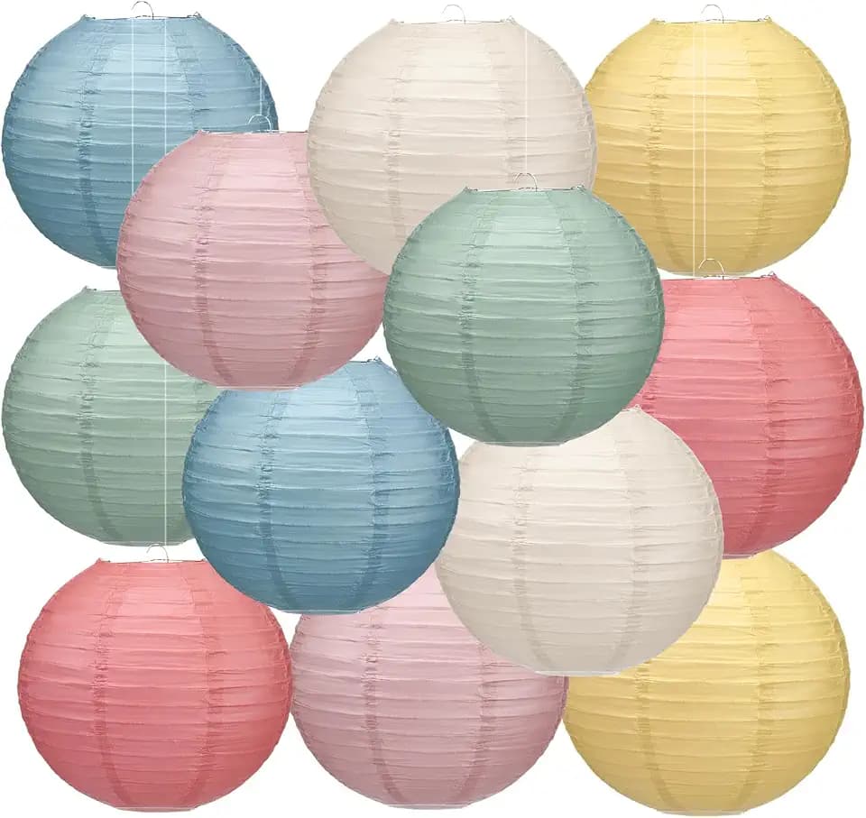 Retisee 12 Pcs 10" Spring Colorful Paper Lanterns Party Classroom Decor