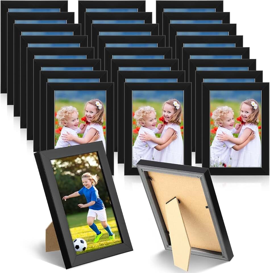 Roowest 24 Pack Black 4x6 Picture Frames Bulk, Wall and Table