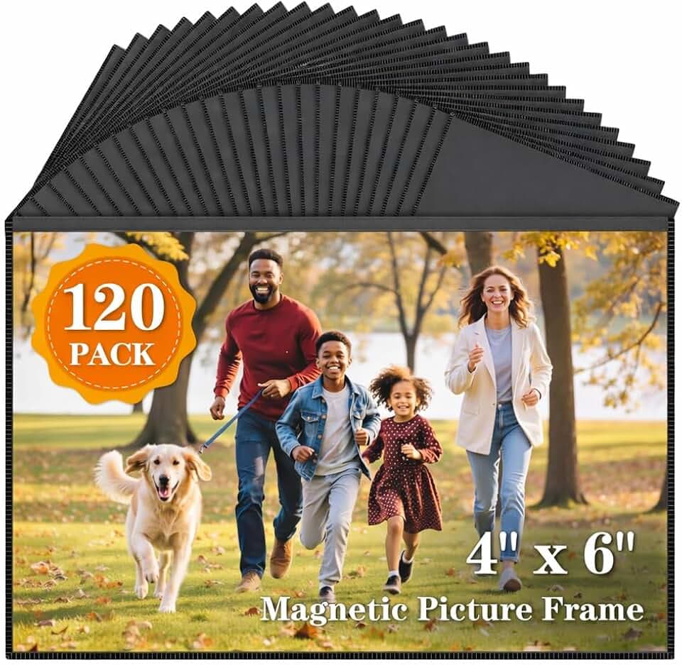 120 Pack Magnetic Picture Frames for Refrigerator,4x6 Inch,Black