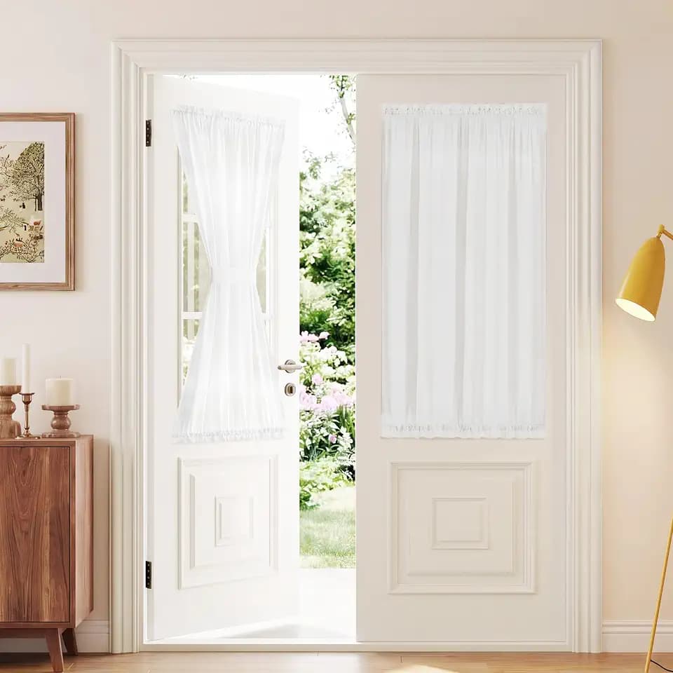 NICETOWN Privacy Sheer Door Curtains 40 Inches Long, 1 Panel, Ivory