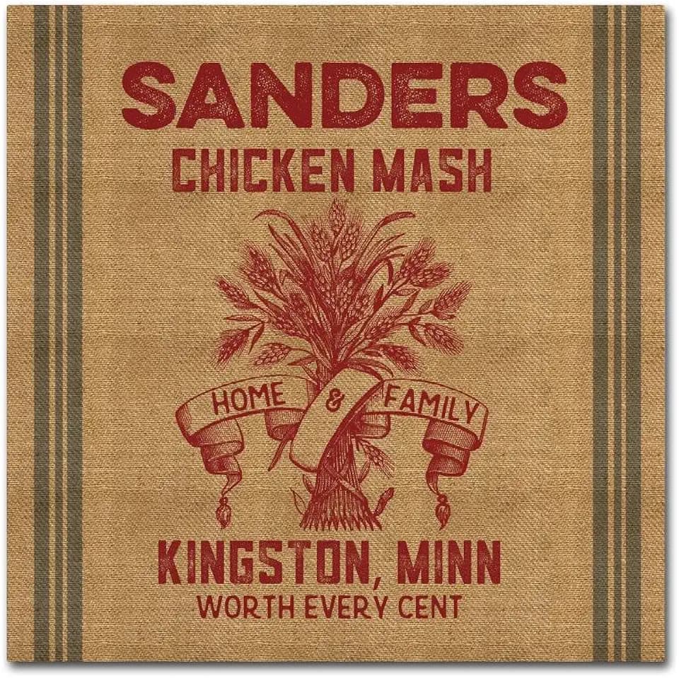 Trademark Fine Art Chicken Mash Feed Sack by Marcee Duggar, 18x18-Inch