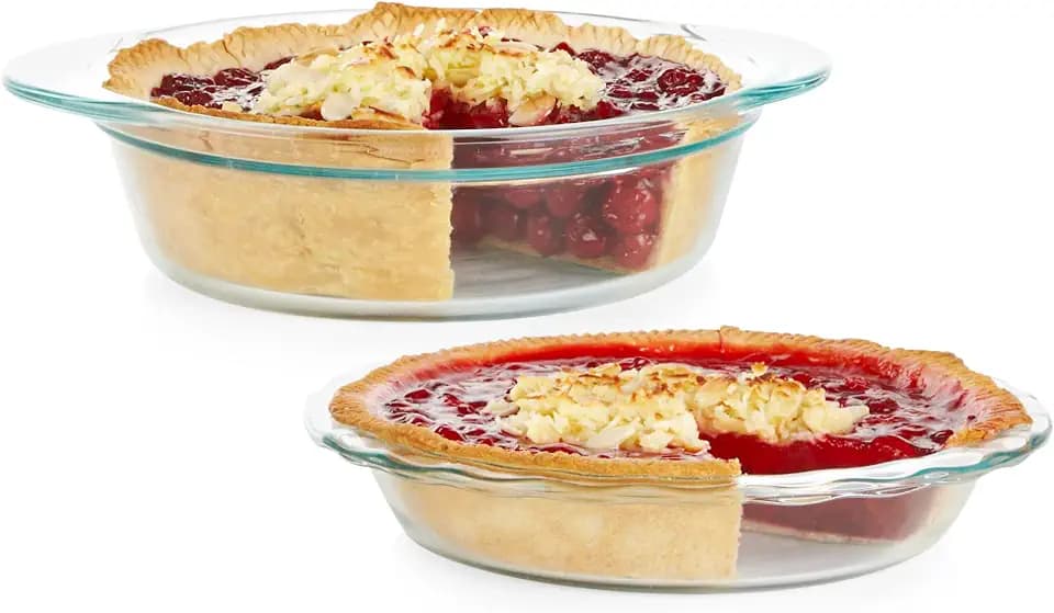 Pyrex Deep 2-Pack (9.5") Glass Baking Dish Set, Round Pie Glass Bakeware