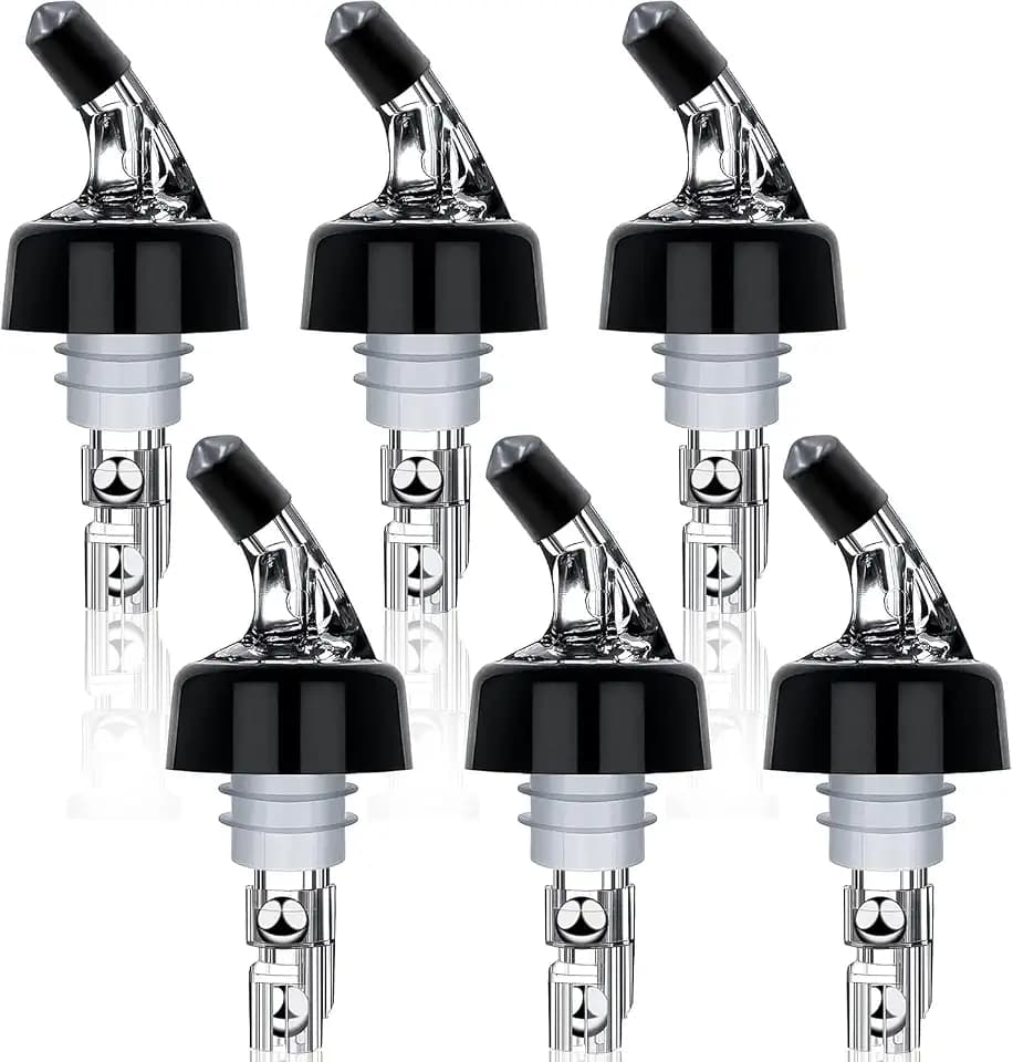 Liquor Bottle Pourers Set of 6 Pourer Pour Spouts 1 oz Measured Measuring Liquor Pourers Shot Dispenser Bartender Automatic Wine Pourer for Alcohol Tequila Cocktail Whiskey Rum Drink Home bar (Clear)