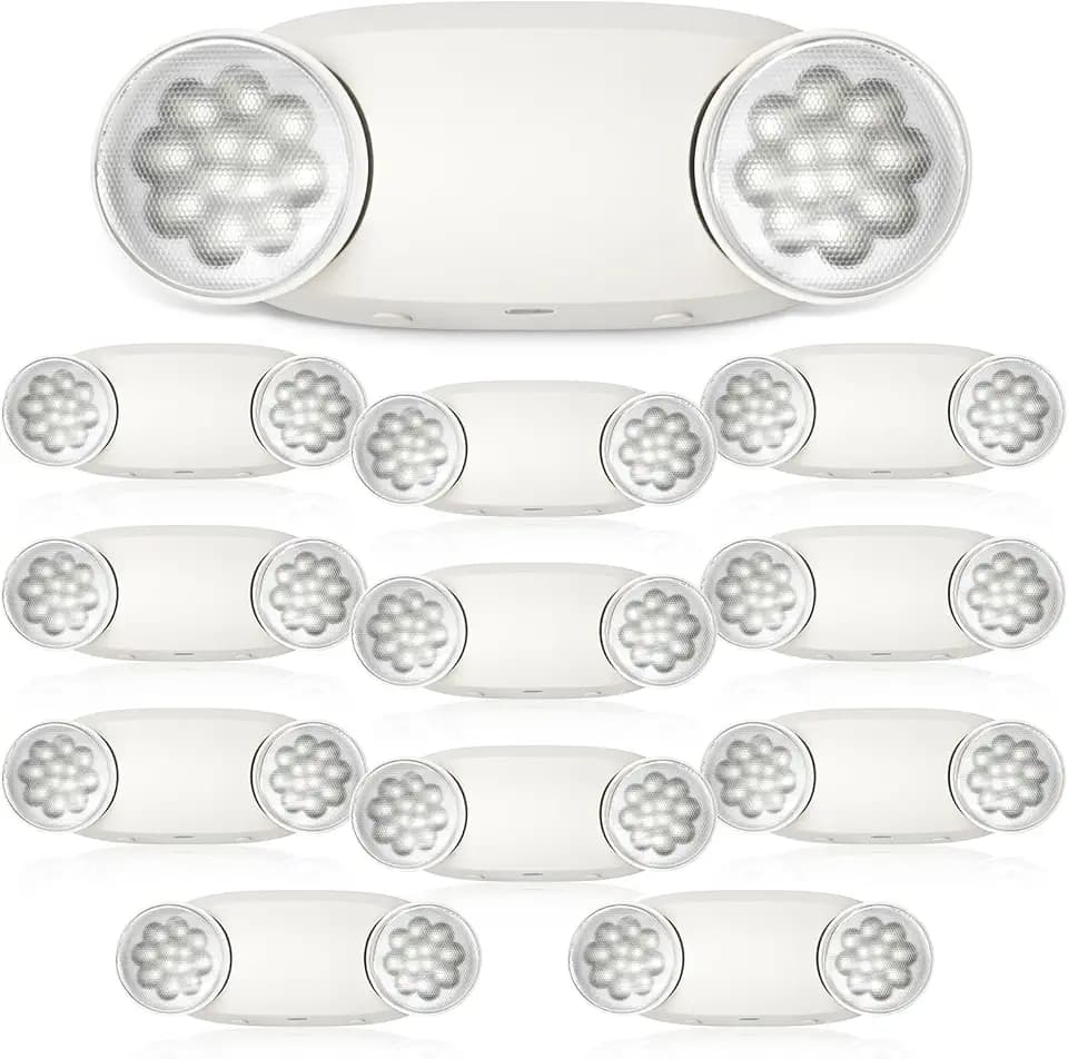 FREELICHT 12 Pack Emergency Lights for Business, Round Heads, 90min Battery