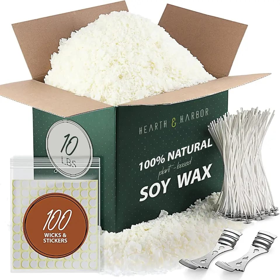 Hearth & Harbor Organic Candle Wax, Pure Soy Wax for Candle Making, 10 lbs