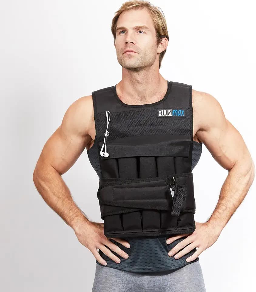 RUNmax 20LBS - 150LBS Adjustable Weighted Vest Wtih Shoulder Pads Option for Men and Women