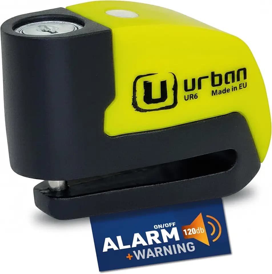 URBAN UR6 Bremsscheibenschloss mit Intelligentem Alarm | Effektiver | Hi-Tech, 120dB, LED, Warnfunktion A+ Empfindlichkeit, Langlebige CR2 Batterie, Wasserdicht, Motorrad Schloss Fahrradschloss, 6mm