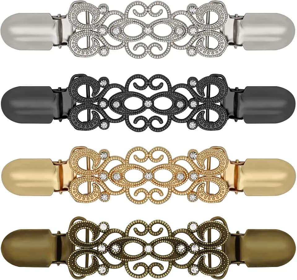 ROPAKED 4 Pcs Cinch Clips Vintage Dress Clips Back Cinch Shawl Sweater Cardigan Collar Fit Wsist Cincher Clip Pant Waist Tightener Clothes Clip to Tighten Dress for Women(Classic Style)