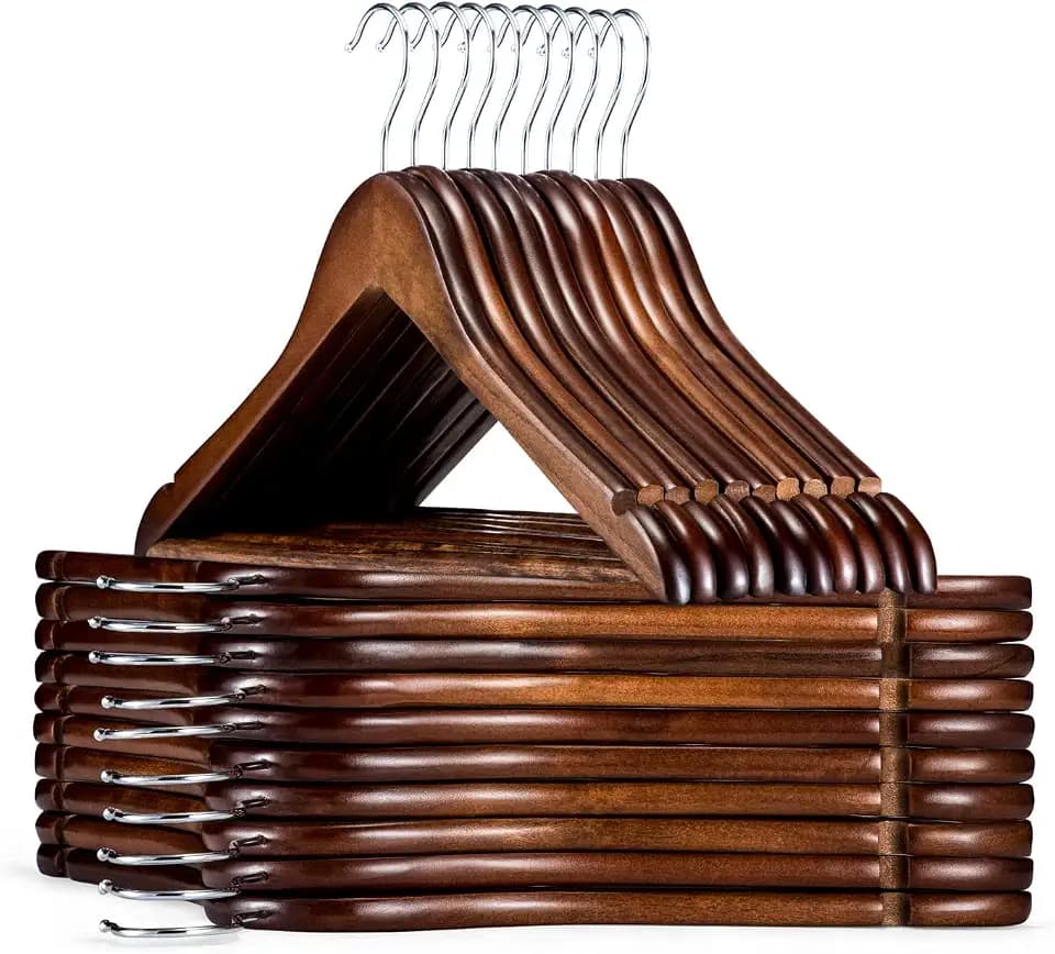 HOUSE DAY Premium Wooden Hangers 30 Pack, 17.5" Smooth Wood Clothes Hangers