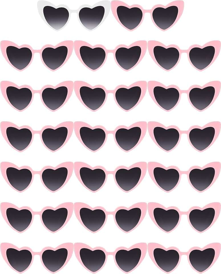 Flutesan 20 Pairs Retro Heart Sunglasses Vintage Cat Eye Glasses for Women Wedding Bachelorette Bride Bulk