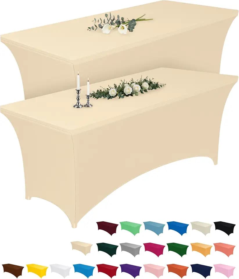 Pureegg Spandex Tablecloth 6ft 2 Pack Champagne