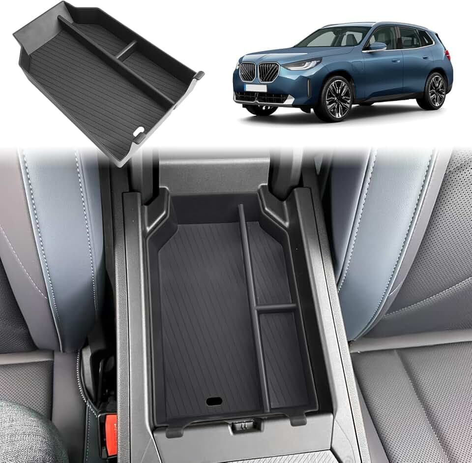 GAFAT Kompatibel mit Neu BMW X3 G45 2025 2026 Mittelkonsole Aufbewahrungsbox, X3 2025 Plug-in Hybrid xDrive Armlehne Organizer Ablagen, mit Rutschfeste Matten Abwaschbar, X3 G45 Zubehör