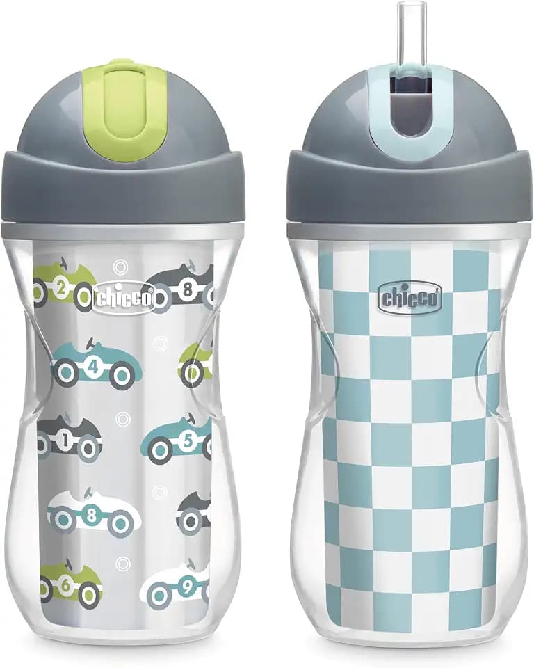 Chicco Insulated Flip-Top Straw Sippy Cup for Toddlers 12m+, 9oz 2-Pack