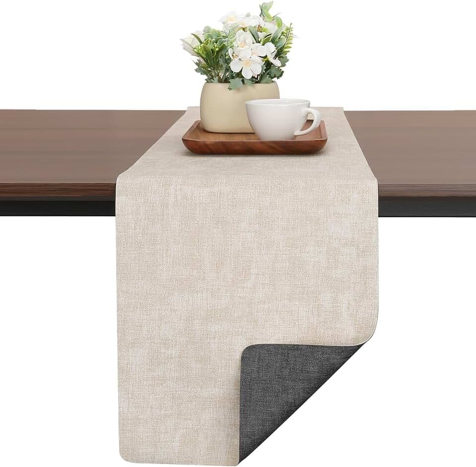 Table Runners 55 Inch Long, Dual-Sided Faux Leather Table Runner