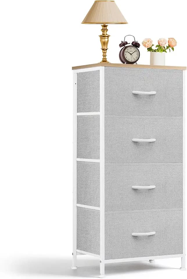 4 Drawers Dresser for Bedroom Fabric Storage Tower with Wooden Top
