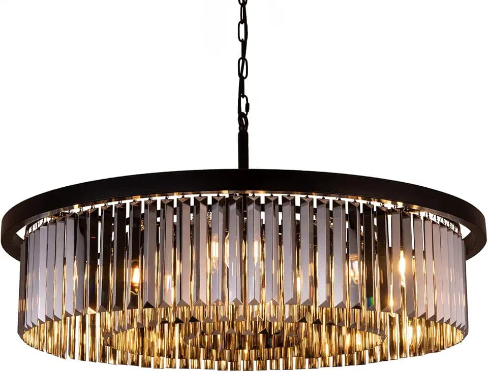 Wellmet Chandeliers for Dining Living Room, 33.5" Black Crystal Chandeliers