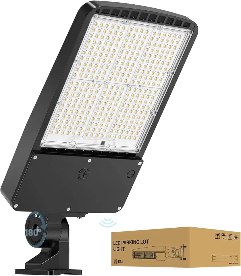 Parking Lot Light 300W - 45000lm UL Listed - 5000K Adjustable Wall Mount LED Parking Lot Lights Outdoor Dusk to Dawn Street Light - 0-10V Dim Security Lights for Yard Court Stadium Driveways Roadways
