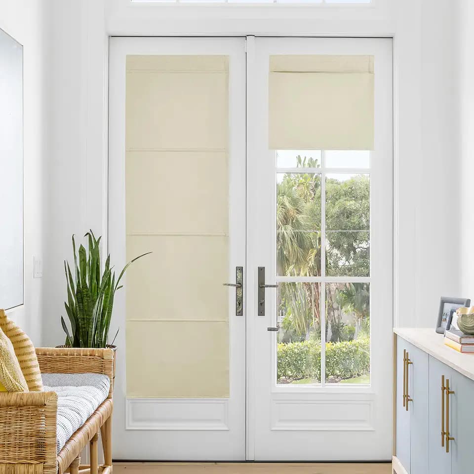 NICETOWN Light Beige Magnetic Blackout Door Blinds, No DrillDoor Shade
