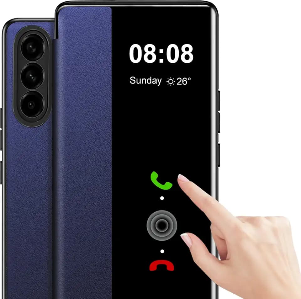 Croazhi Schutzhülle für Samsung Galaxy A57, S-View, Klapphülle aus PU-Leder und TPU-Innenhülle, kratzfest, für Samsung Galaxy A57, Blau