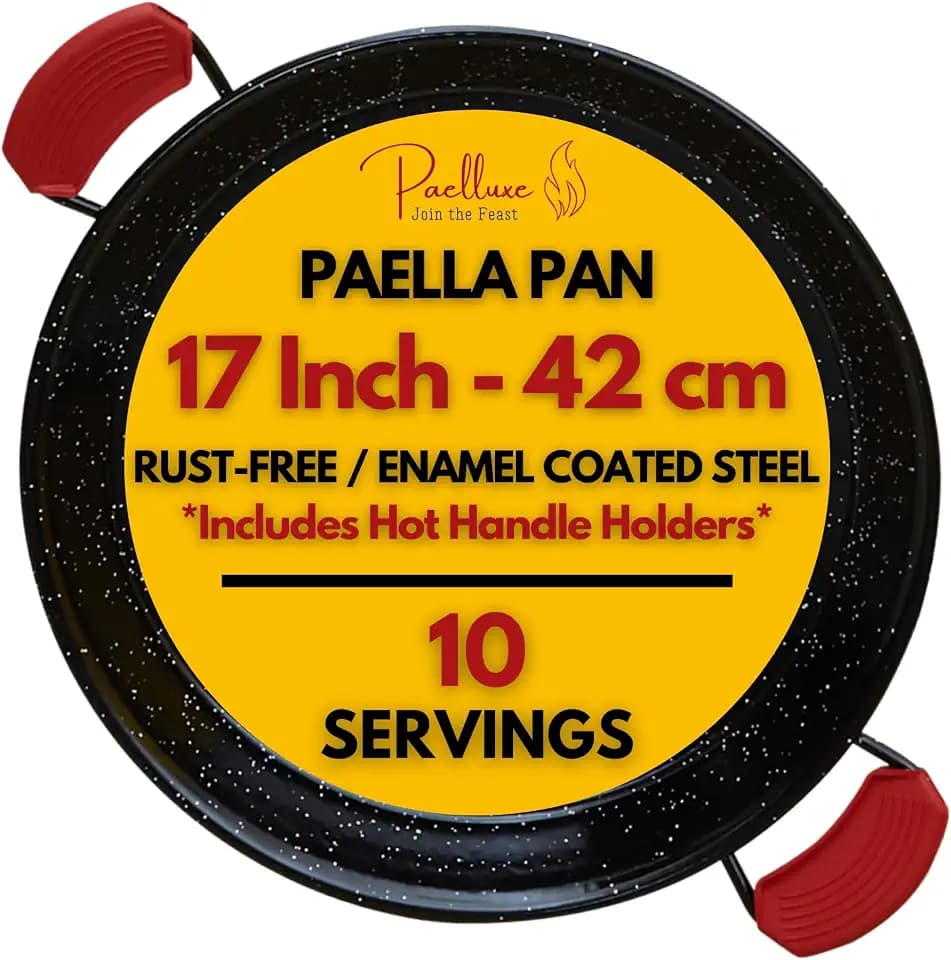 Paelluxe Paella Pan Enameled No-Rust Steel Skillet - 17 Inch, 10 Servings