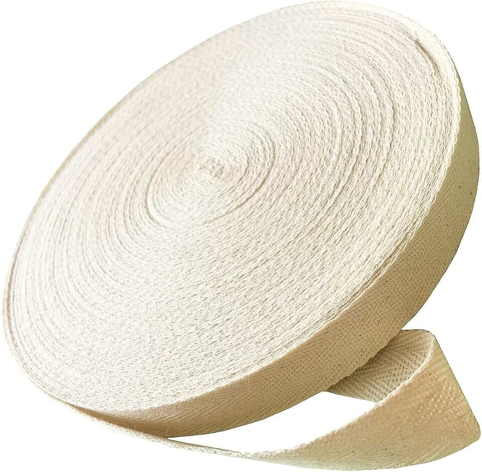 Abbaoww 50 Yards Cotton Twill Tape Ribbon 1 Inch for Sewing, Beige
