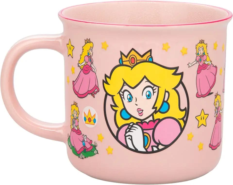 Paladone Super Mario Princess Peach Heat Change Mug 300ml, Officially Licensed Nintendo Pink Ceramic Coffee Cup for Hot Drinks, Gamer Gift, Pop Culture Collectible