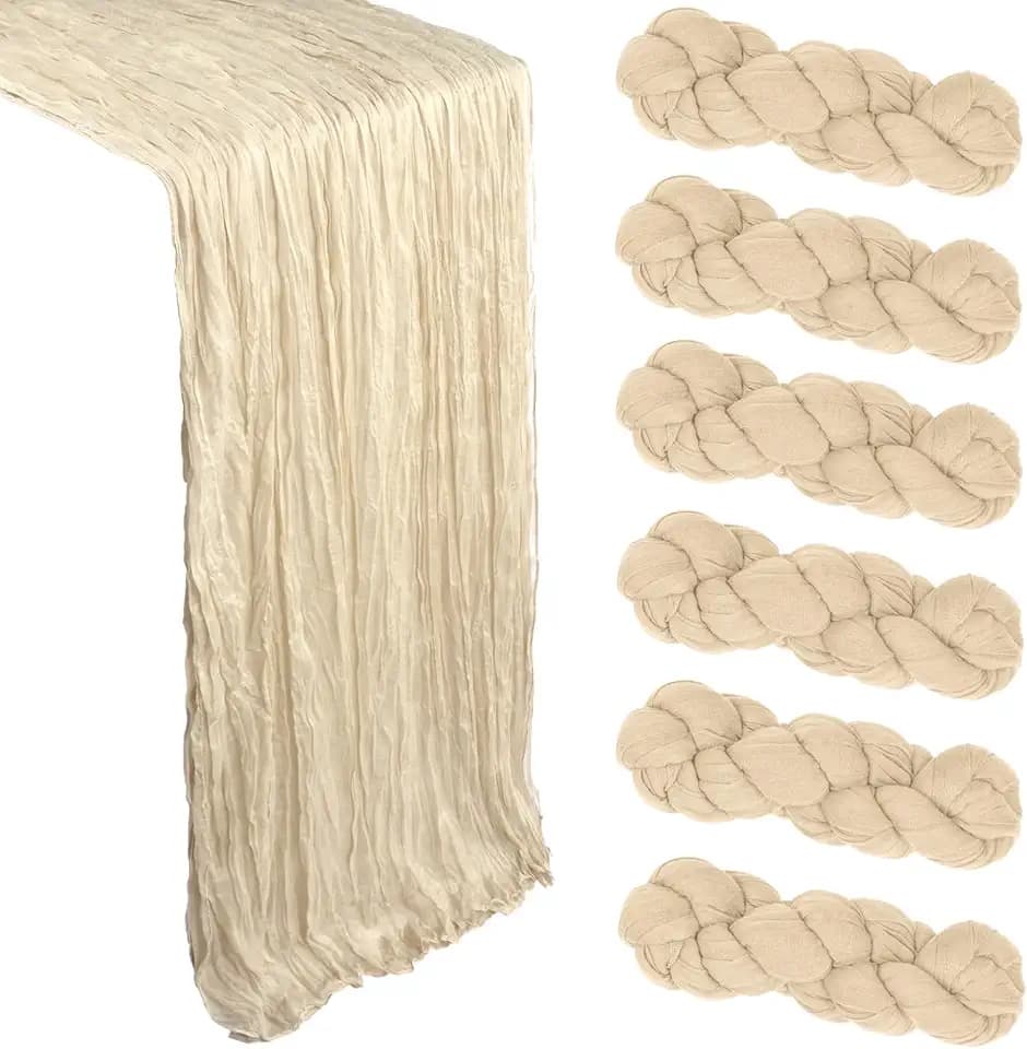 6 Pack 35 x 120 Inch Beige Table Runner Cheesecloth