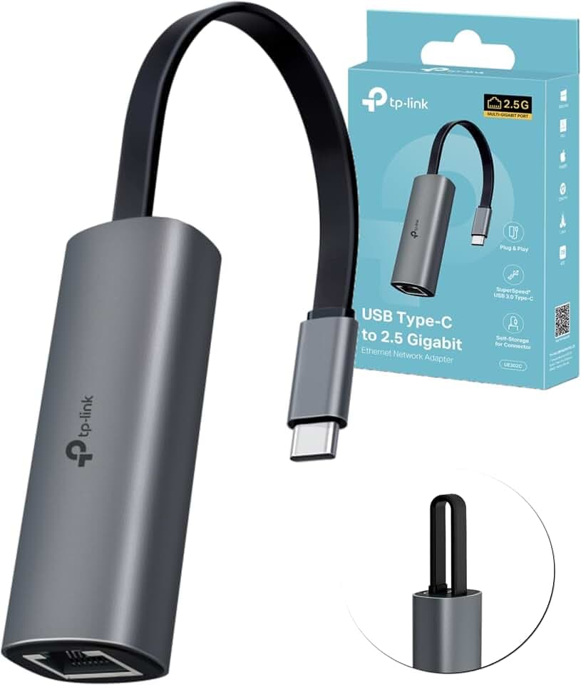 TP-Link UE302C 2.5G-Port USB C LAN Adapter, USB C Ethernet Adapter RJ45 2500Mbps Netzwerkadapter kompatibel mit Windows, MAC OS, iPad Chrome Linux und i Faltbarer