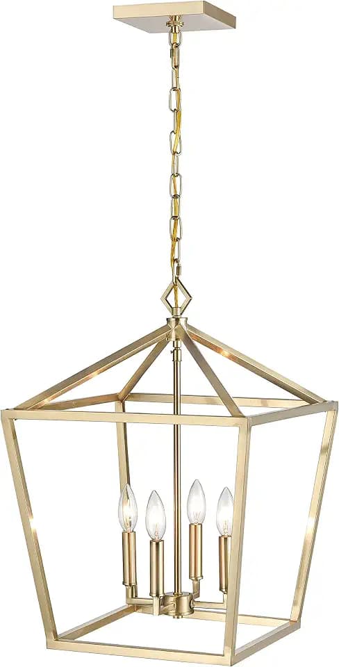 ML Lighting 3244-MG Transitional Four Light Pendant, Champ, Gld Leaf Finish, Modern Gold