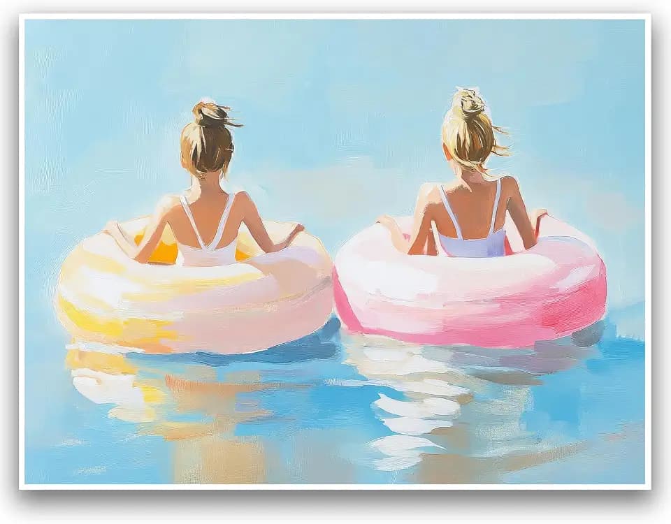 HGHGLX Summer Pool Wall Art Girl Swimming Picture 12x16 Inch Unframed