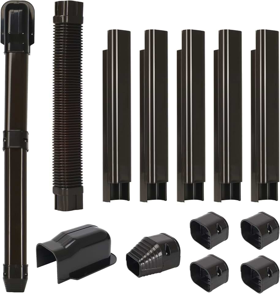3" 10 ft Mini Split Line Set Cover, Decorative PVC Tubing Cover Kit, Brown