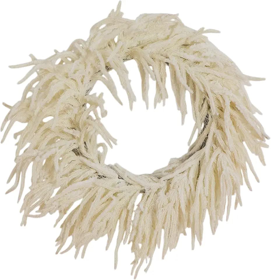 Nearly Natural 24in. Real Touch White Norfolk Island Pine Wreath - Artificial Seasonal Wreath