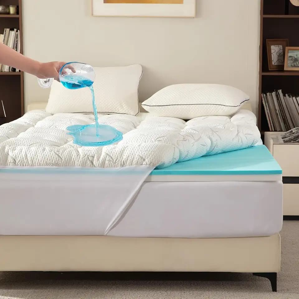 PRIMESOFT Queen Size 4 Inch Mattress Topper - 2-in-1 Dual Layer Design (2" Gel Memory Foam + 2" Plush Pillow Top) - 100% Waterproof, Medium-Firm Support for Pressure Relief & Back Pain (White)