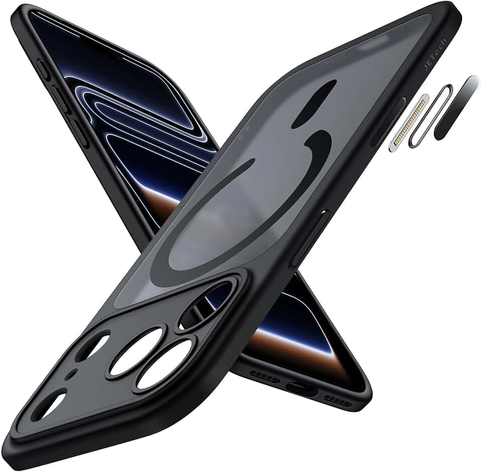 JETech Matte Magnetische Hülle für iPhone 17 Pro, Schwarz