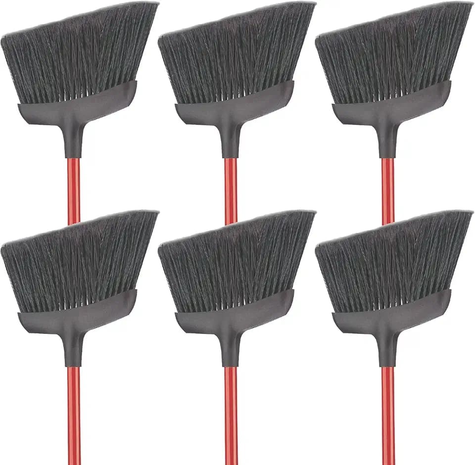 Libman Commercial 994 Commercial Angle Broom, Steel Handle, 54" Length, 13" Width, Black/Red (Pack of 6)