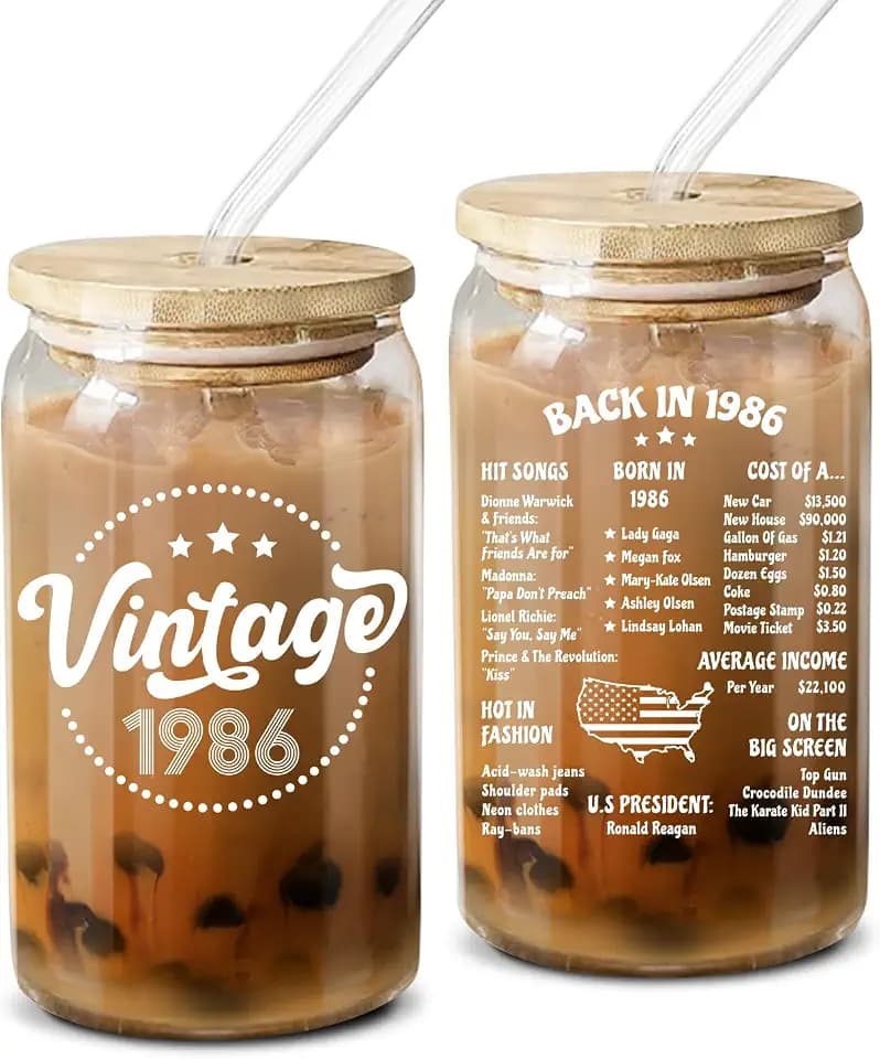 NewEleven 40th Birthday Gifts For Women, Her - 40th Birthday Decorations For Women - 40 Year Old Gifts For Her, Mom, Wife, Sister, Friends - 16 Oz Coffee Glass
