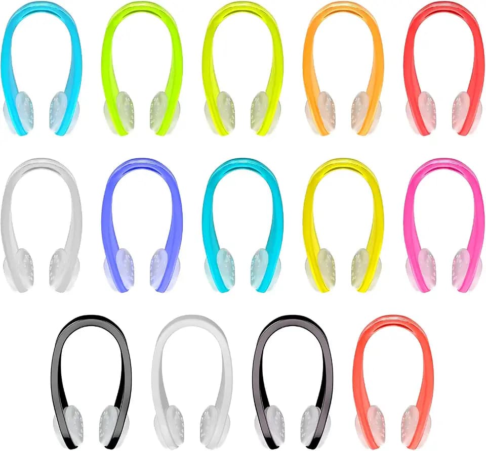 Swimming Nose Clip, 14 Packs Swim Nose Plugs with Waterproof Silica Gel for Kids (Age 7+) and Adults, Multi-Color