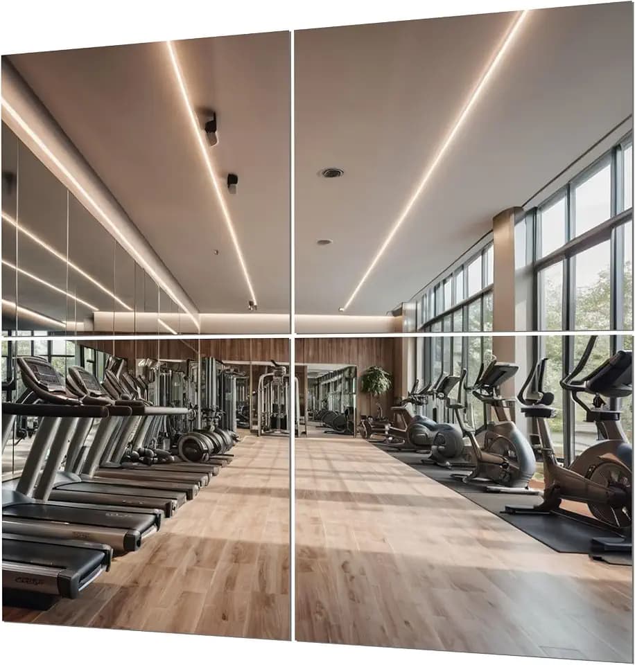 Fitness Mirror Tiles - 12x12 Pack of 4, Full Body Frameless Workout & Exercise Mirror for Home Gym, Stick-On Wall Mirror – Fab Glass and Mirror