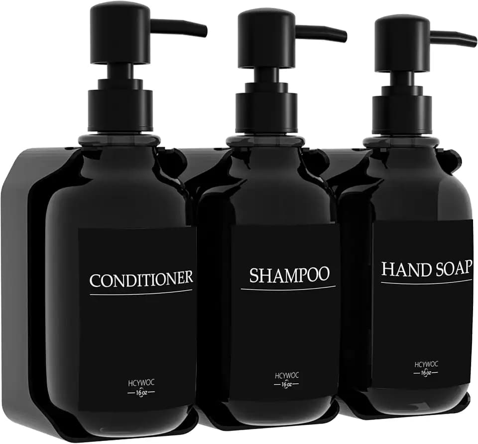 Shower Dispenser 3 Chamber No Drill, 16 Waterproof Labels