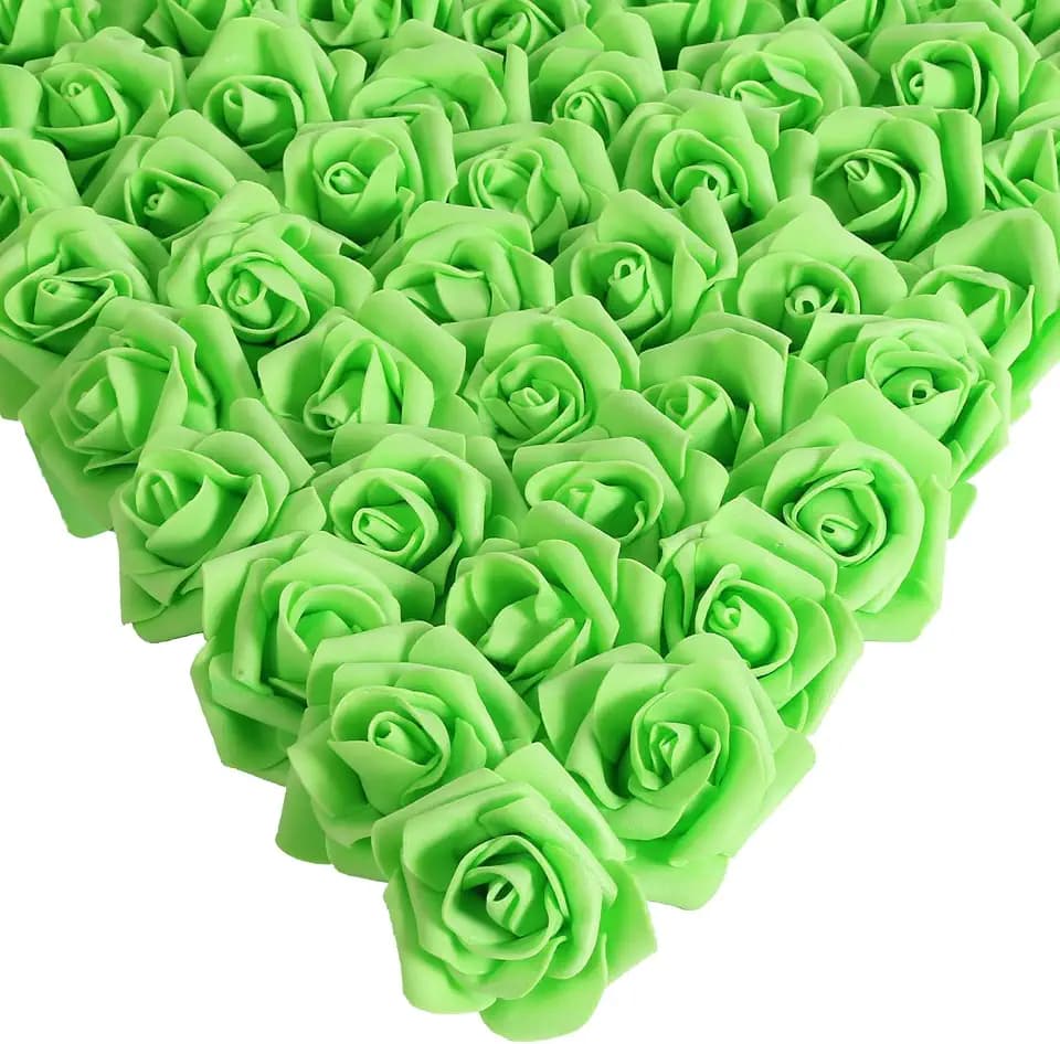 Artificial Roses,200PCS Foam Roses 1.97in Rose Flower Heads Craft Flowers for DIY Wedding Party Home Decoration(Light Green)