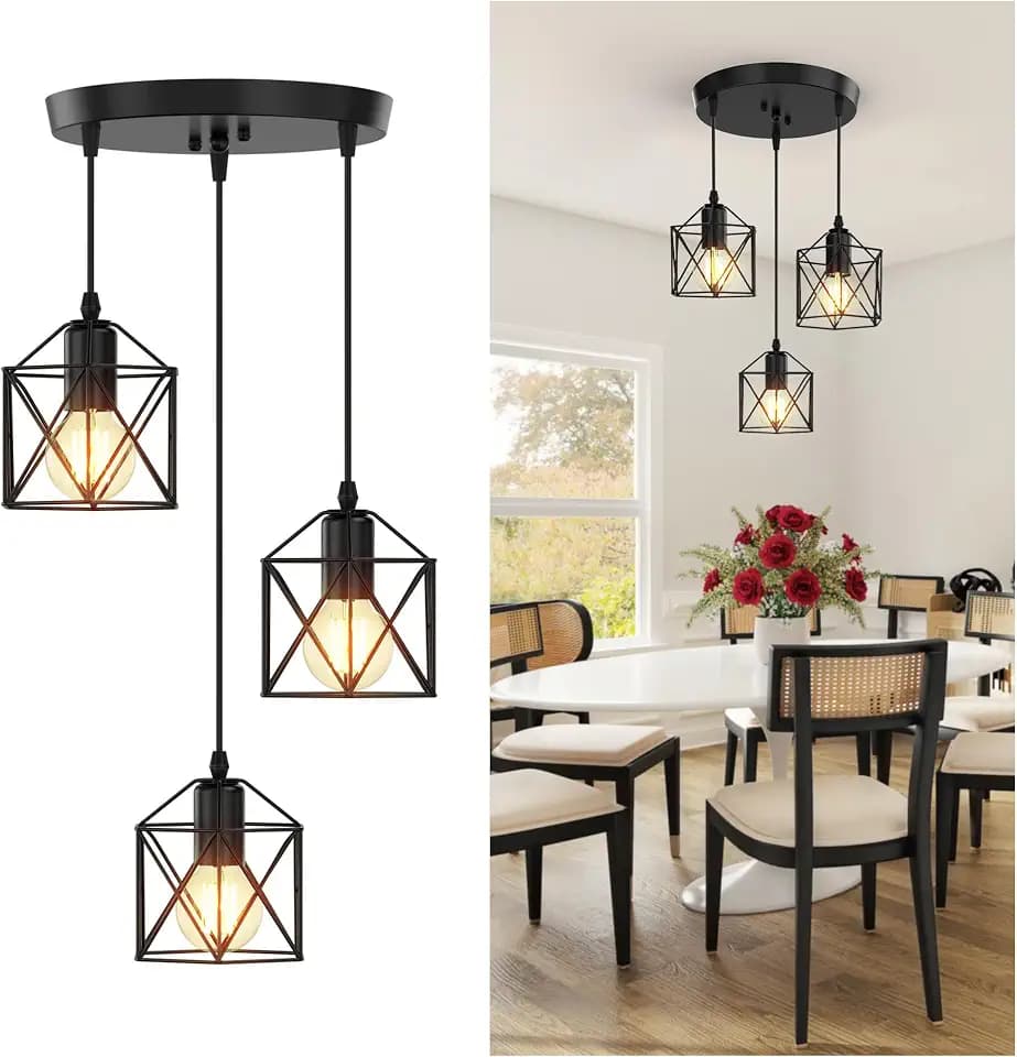 Phaosio 3 Light Pendant Lighting, Farmhouse Hanging Light Fixture