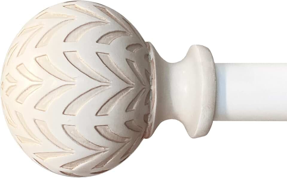 Hermosa 48-86 Inch Adjustable Curtain Rod Set, 5/8 Inch Diameter in Antique White