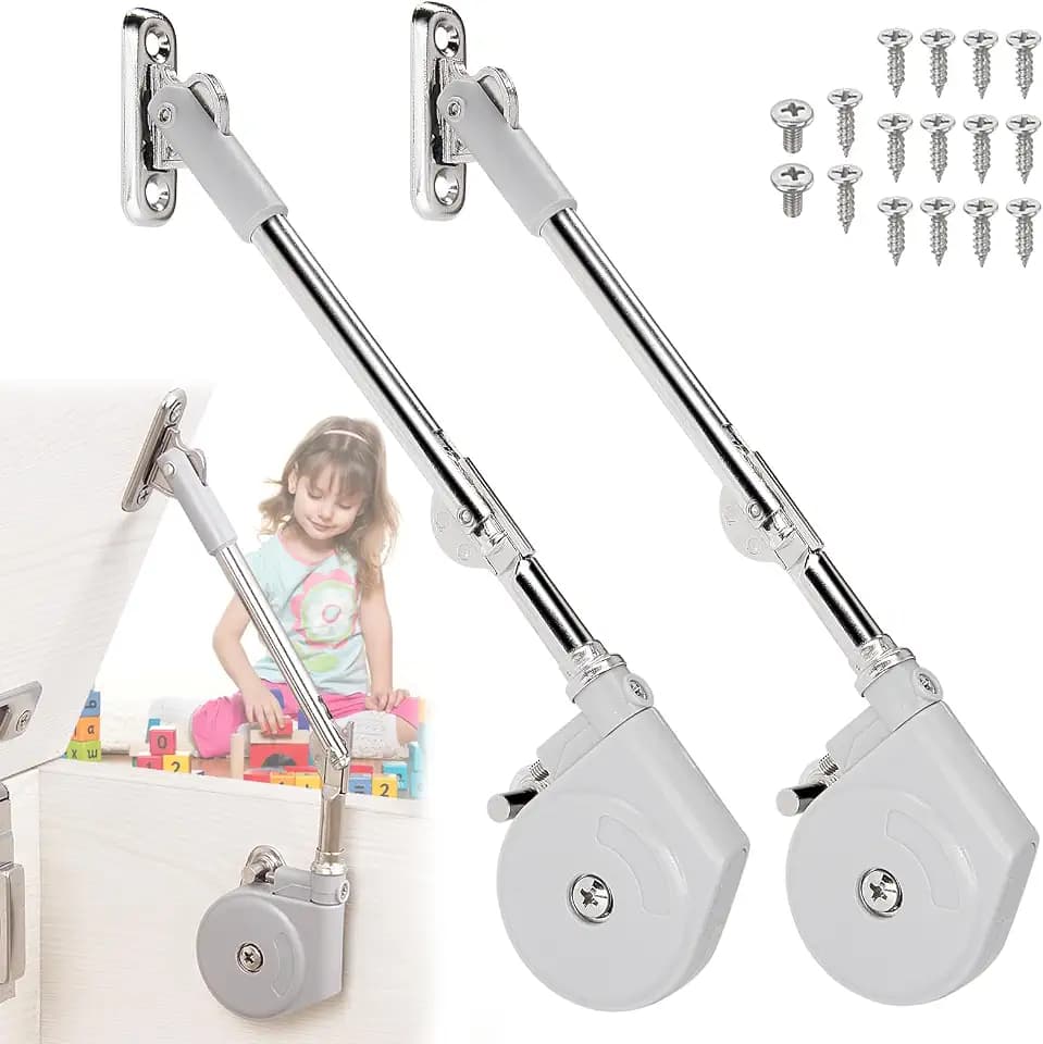 HBL' 2 Pack | Tension Adjustable Soft Close Hinges for Toy Boxes