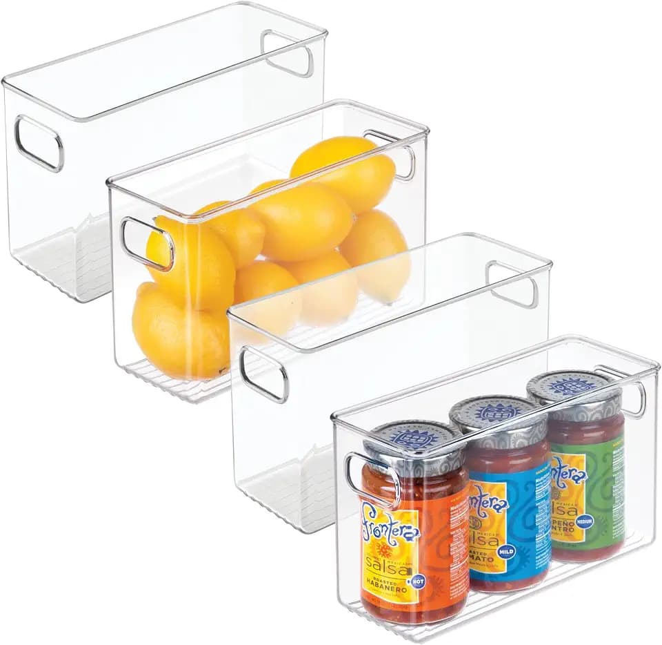iDesign Slim Clear Plastic Storage Bin, Tall Narrow, 4-Pack