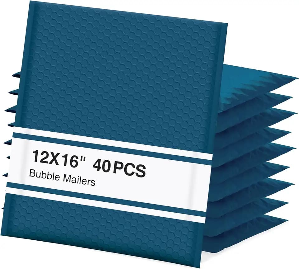UCGOU Bubble Mailers 12x16" 40 Pack Usable Size 12x15" Navy Blue Padded