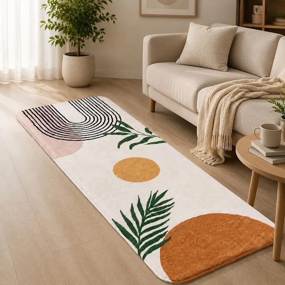 Boho Bathroom Runner Rugs 24 x 60 Non Slip, Large Long Bathroom Rug Cute Bath Mat for Bathtub Washable Shower Rug