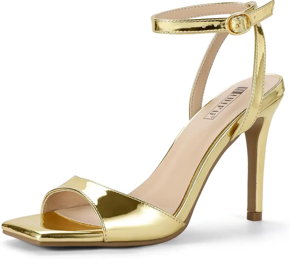 IDIFU High Stiletto Heels Square Open Toe Strappy Heeled Sandals