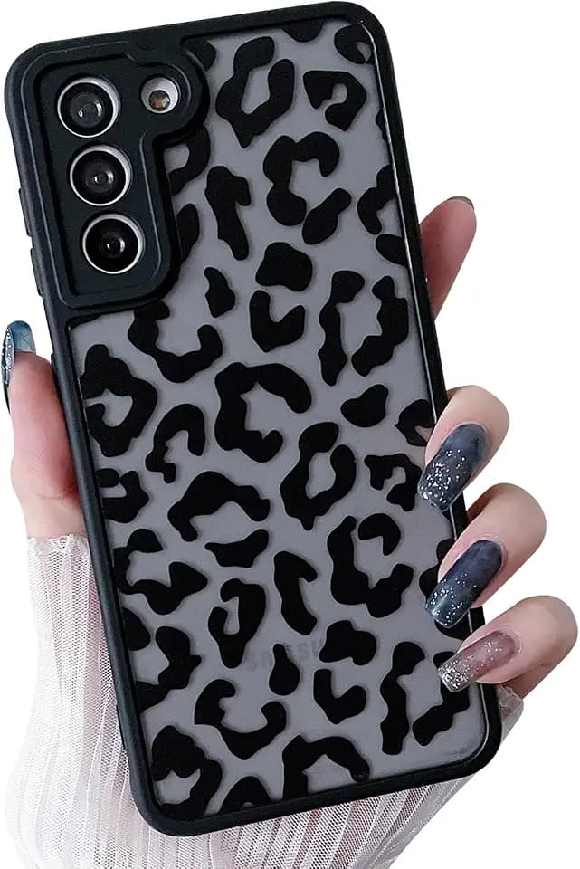 MINSCOSE for Samsung Galaxy S21 Case, Cheetah Cute Phone Case Aesthetic Pattern Leopard Print Slim TPU Bumper Case Shockproof Protective Case for Women Girls for S21 6.2''-Black