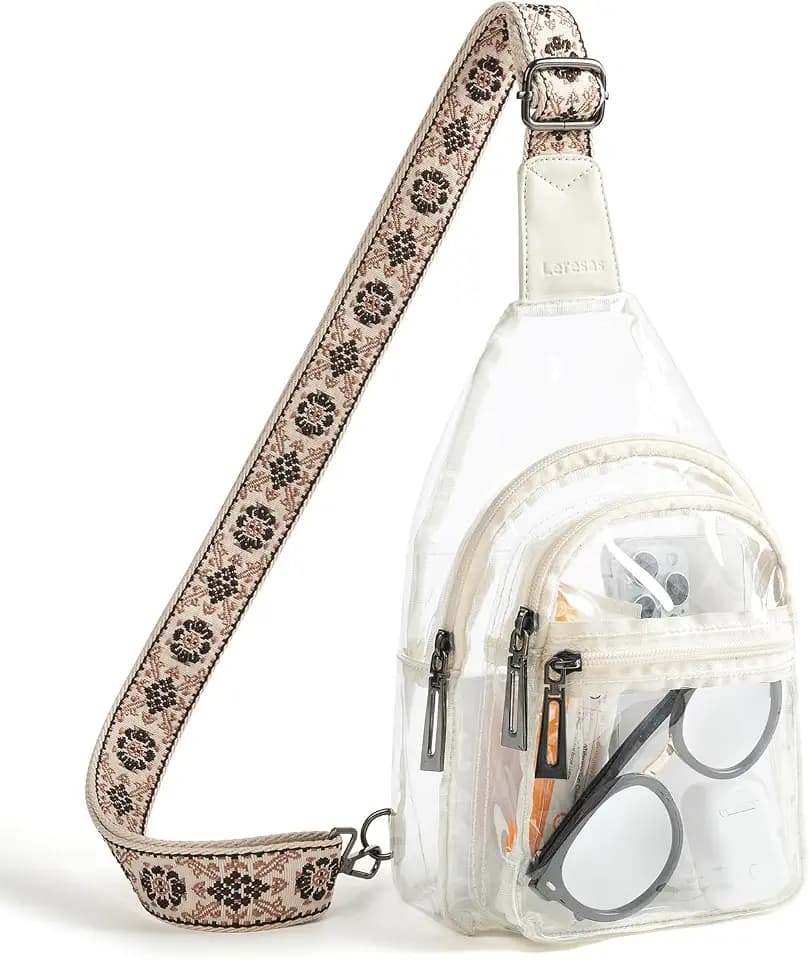 Leresas Clear Sling Bag Stadium Approved for Women Men Clear Purse Backpack Clear Crossbody Fanny Pack Stadium Events Concert